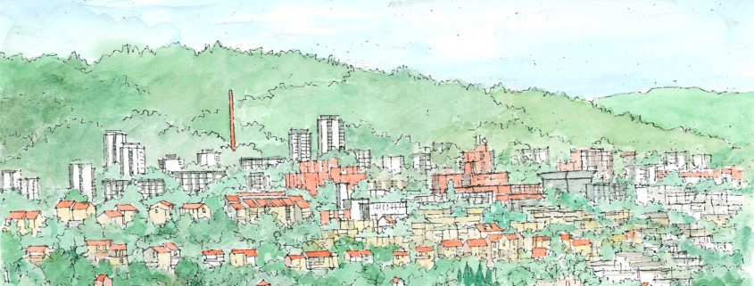 Zeichnung der Stadt Boxberg, erstellt von Herrn Quast, zu finden im Stadtteilmanagement Boxberg
